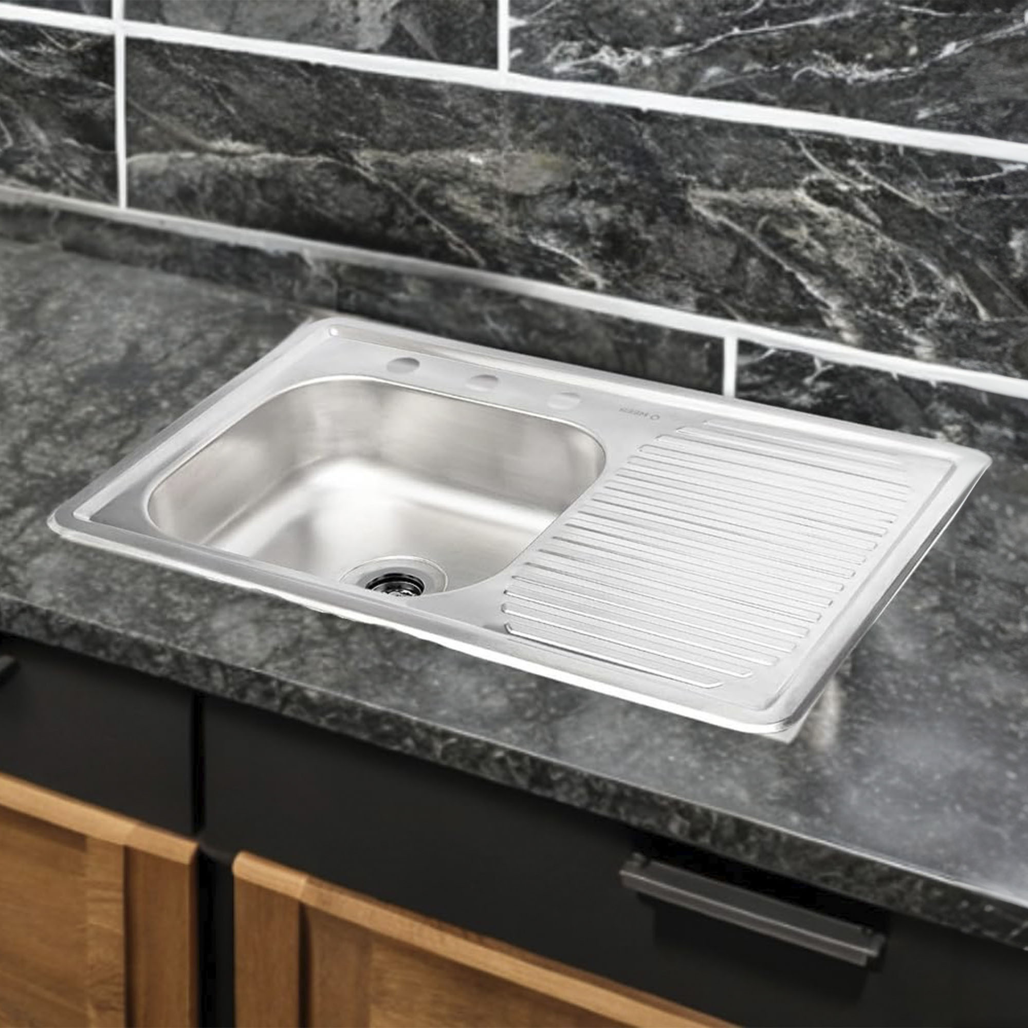 Foto 3 | Meer Faucets By Cnx | Fregadero Para Cocina Con Escurridero Derecho De Acero Inoxidable, Mezcladora Y Accesorios