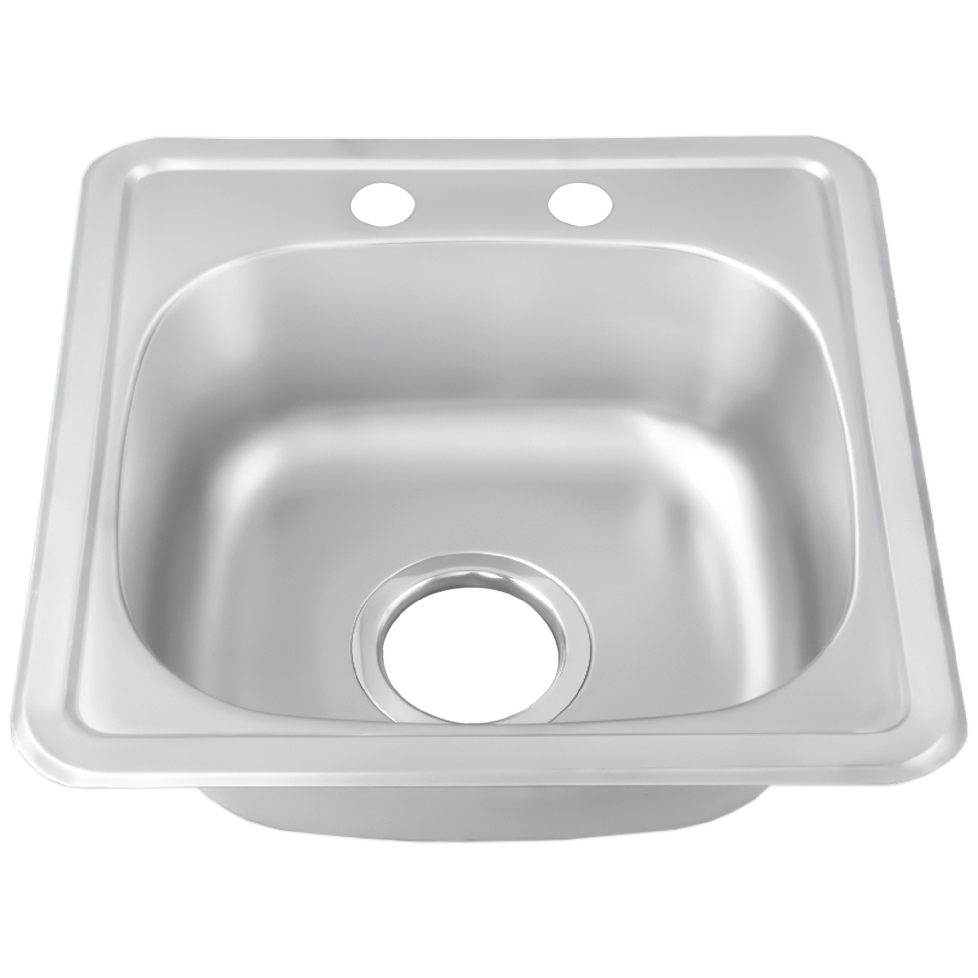 Meer Faucets By Cnx | Tarja Sencilla De Acero Inoxidable Satinado, Fregadero Para Cocina Para Empotrar, 38 X 38 X 15 Cm