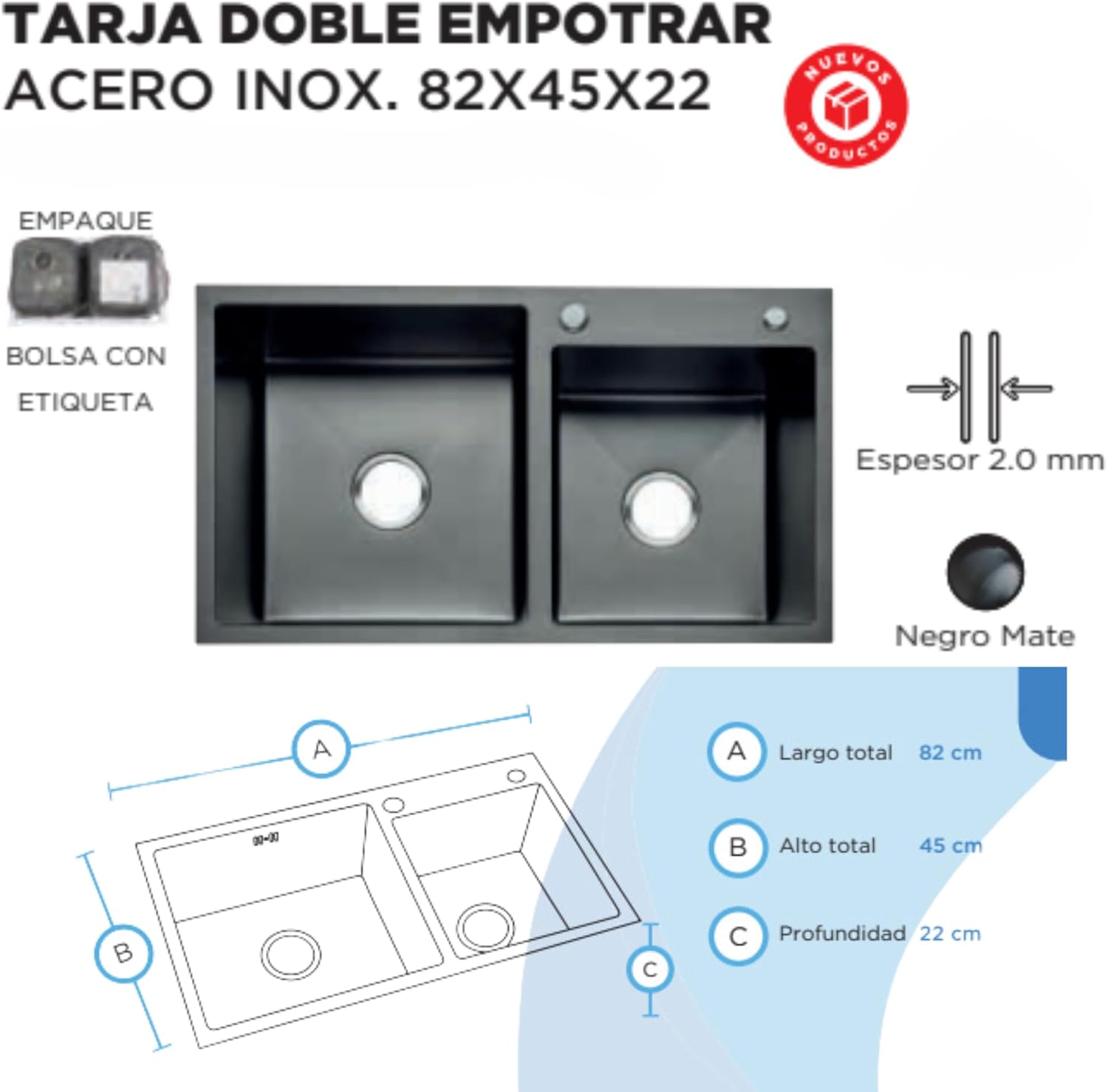 Foto 9 pulgar | Kit De Tarjas Dobles En Acero Inoxidable, Incluye Monomando, Llave Para Filtro De Agua, Mangueras Y Kit De Instalación