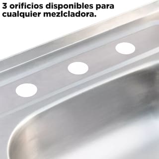 Foto 5 | Tarja Sencilla En Acero Inoxidable (80 Cm X 50 Cm) Para Empotrar, Escurridor Izquierdo