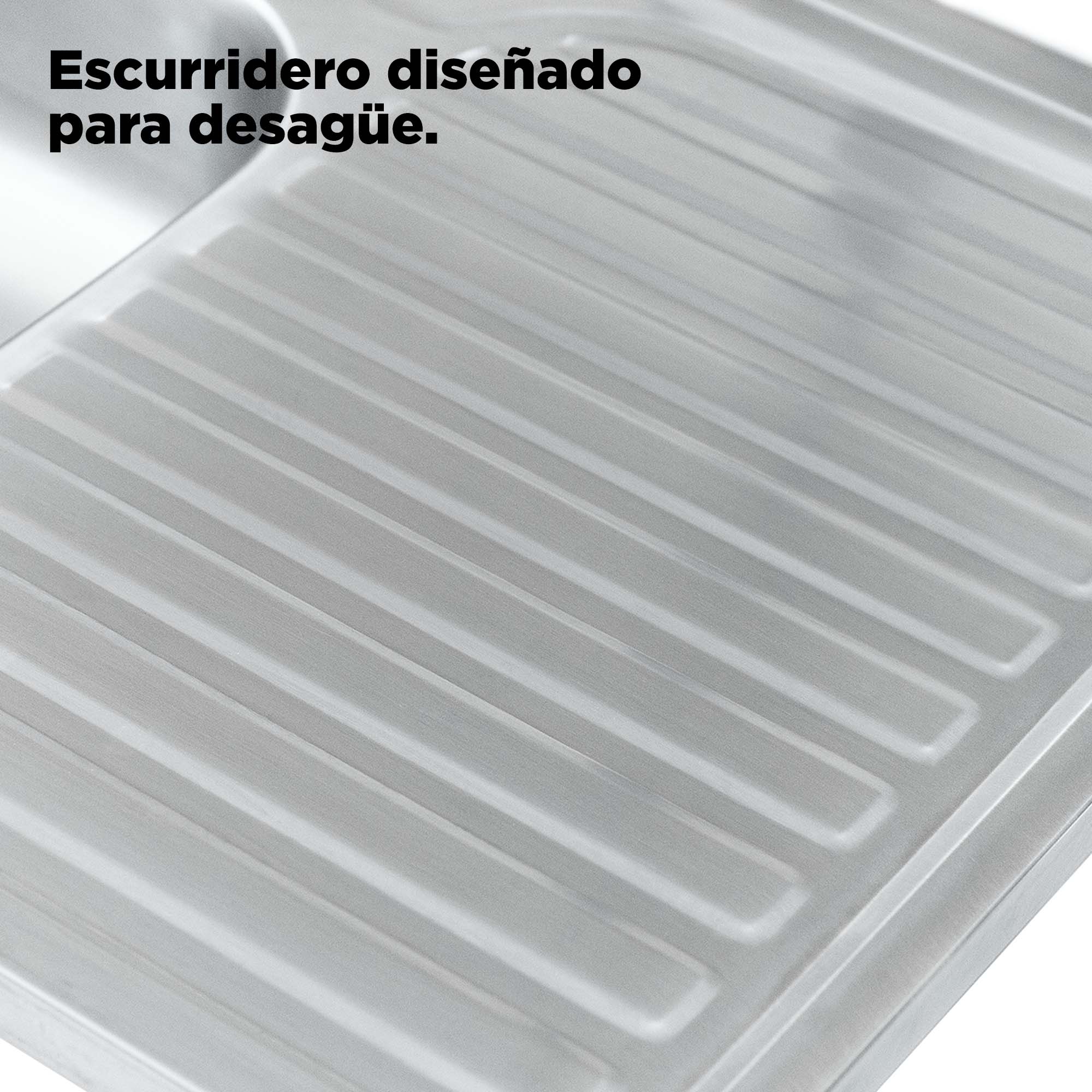 Foto 8 | Tarja Sencilla En Acero Inoxidable (80 Cm X 50 Cm) Para Empotrar, Escurridor Izquierdo