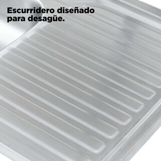 Foto 8 | Tarja Sencilla En Acero Inoxidable (80 Cm X 50 Cm) Para Empotrar, Escurridor Izquierdo