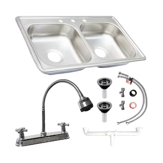 Foto 1 | Tarja Doble 84x48 Cm Para Empotrar Acero Inox. Incluye Mezcladora Y Kit De Instalación