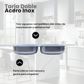 Foto 6 | Tarja Doble 84x48 Cm Para Empotrar Acero Inox. Incluye Mezcladora Y Kit De Instalación