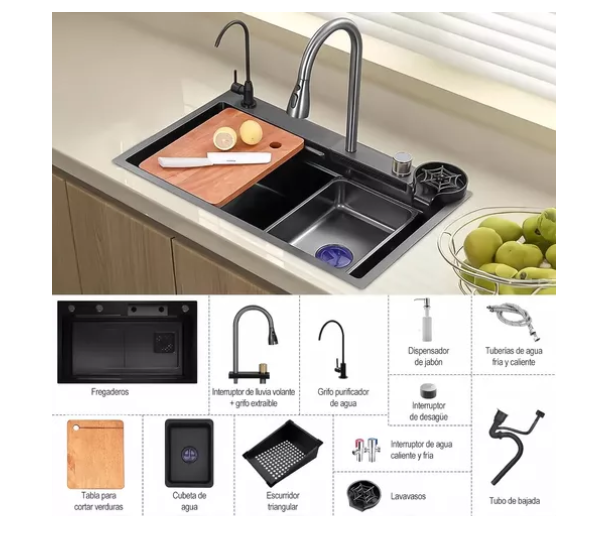 Foto 3 pulgar | Fregadero Wund De Cocina De Acero Inoxidable Con Accesorios