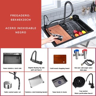 Foto 3 | Tarja Fregadero De Cocina De Acero Inoxidable Con Accesorios