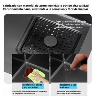 Foto 5 | Tarja Fregadero Wünd De Cocina De Cascada Acero Inoxidable 304