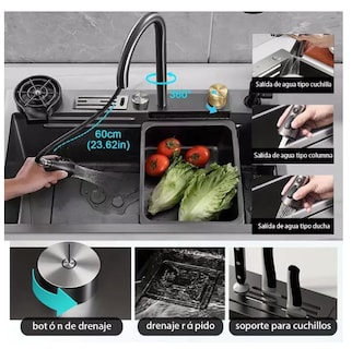 Foto 4 | Tarja Fregadero Wünd De Cocina Cascada Acero Inoxidable304 80*45
