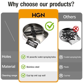Foto 4 | Enjuagadora de Vidrio HGN de Acero Inoxidable Para Fregadero De Cocina Cromada - Venta Internacional