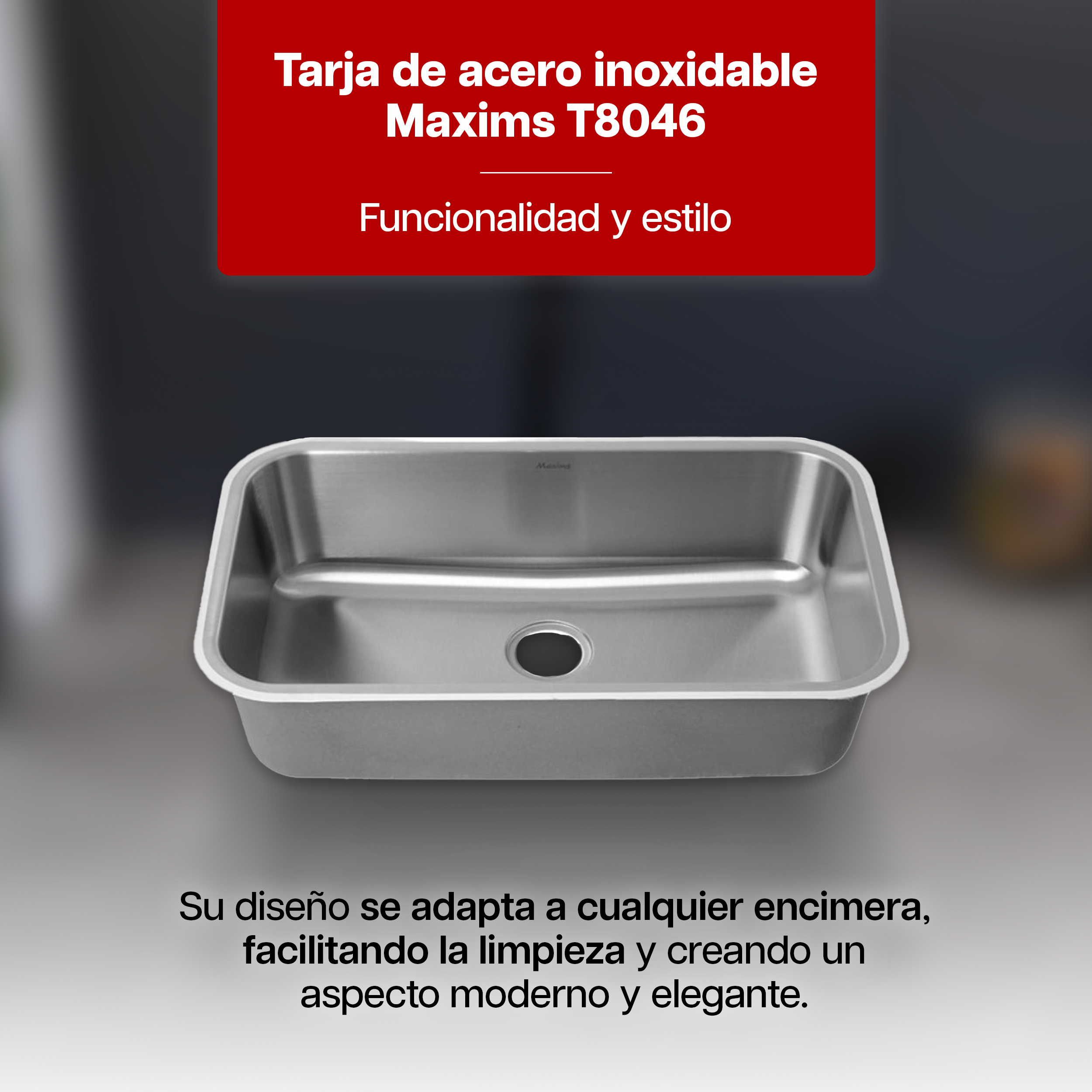 Foto 3 pulgar | Tarja De Cocina Maxims 80x46 Cm Acero Inoxidable Satinado De Alta Resistencia