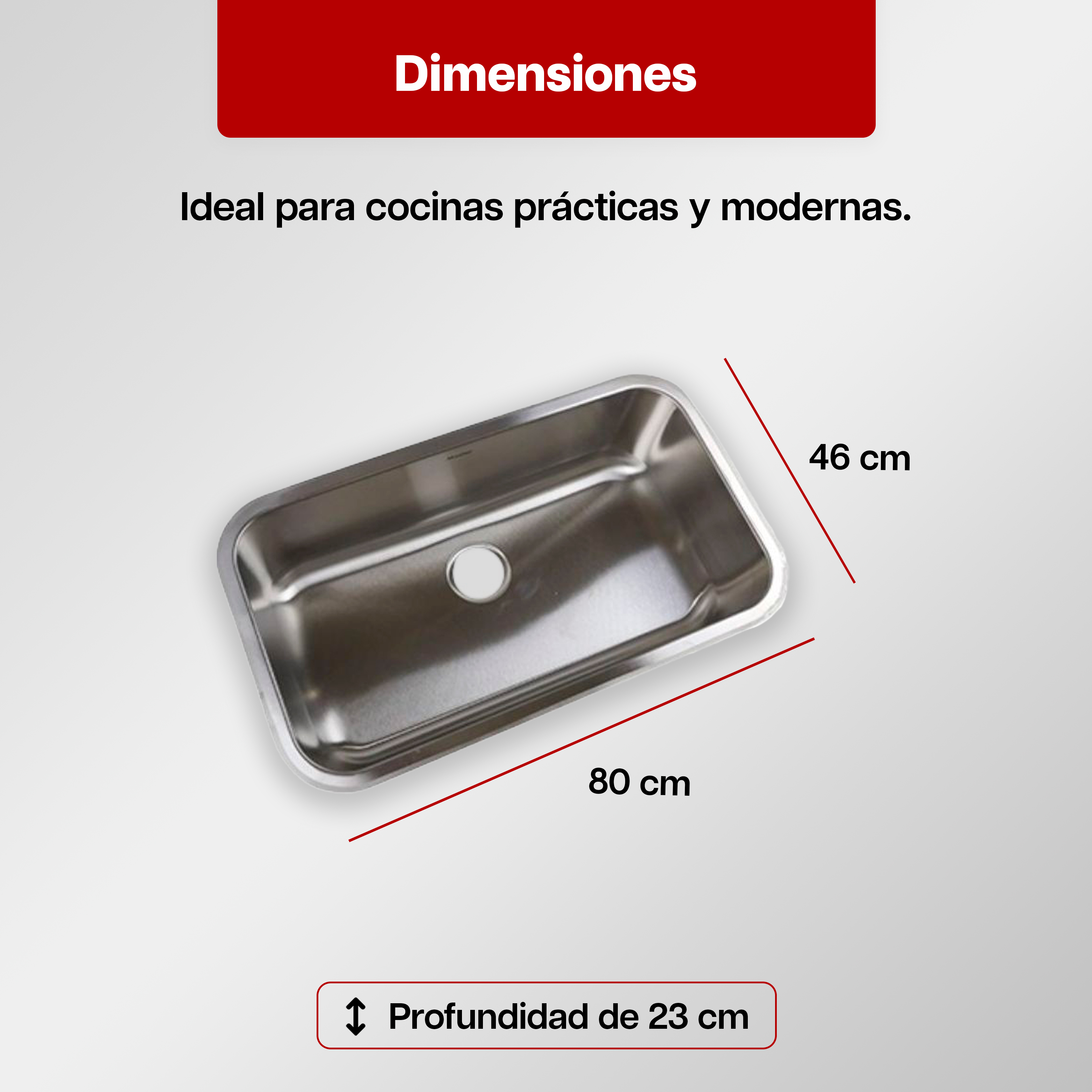 Foto 4 pulgar | Tarja De Cocina Maxims 80x46 Cm Acero Inoxidable Satinado De Alta Resistencia