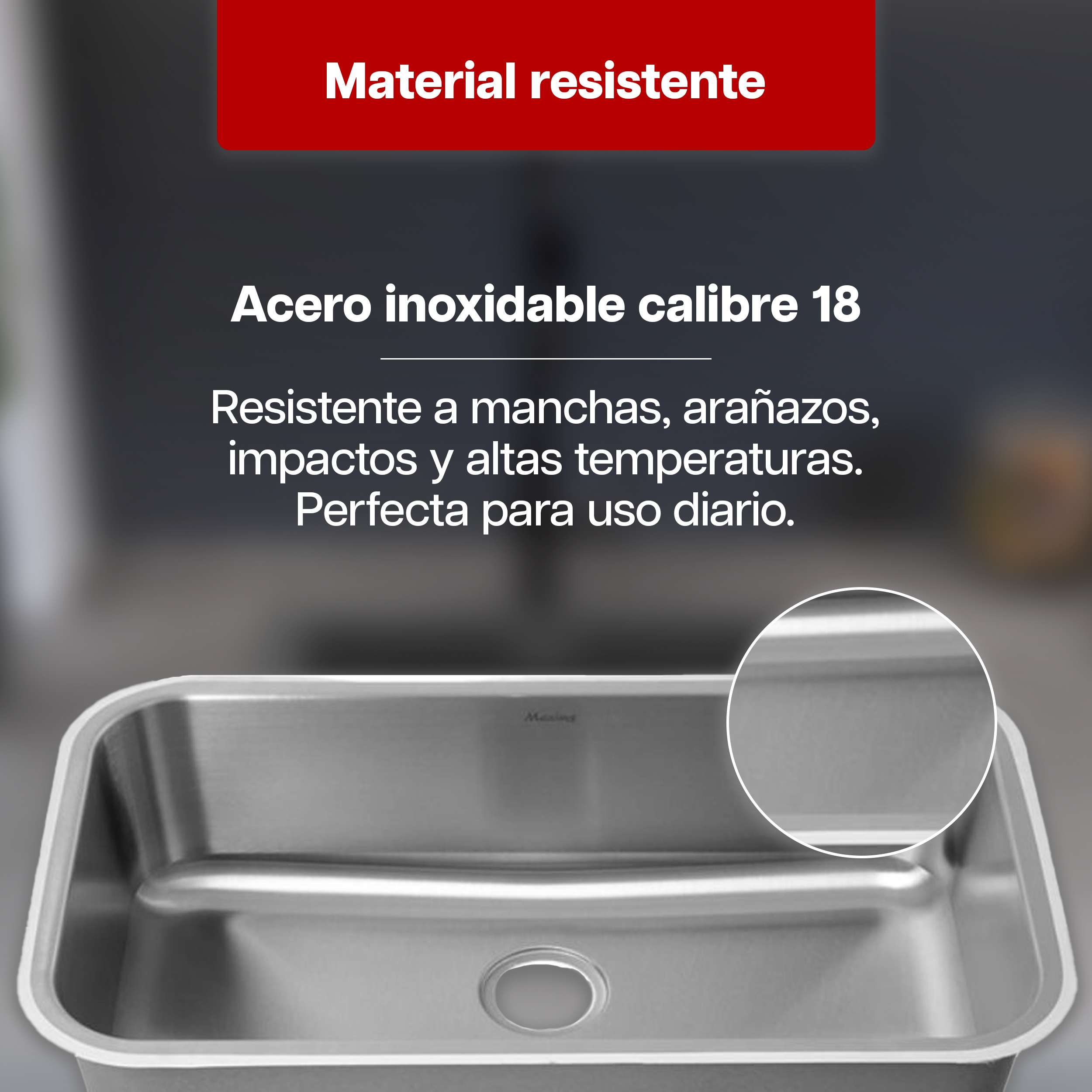Foto 5 pulgar | Tarja De Cocina Maxims 80x46 Cm Acero Inoxidable Satinado De Alta Resistencia