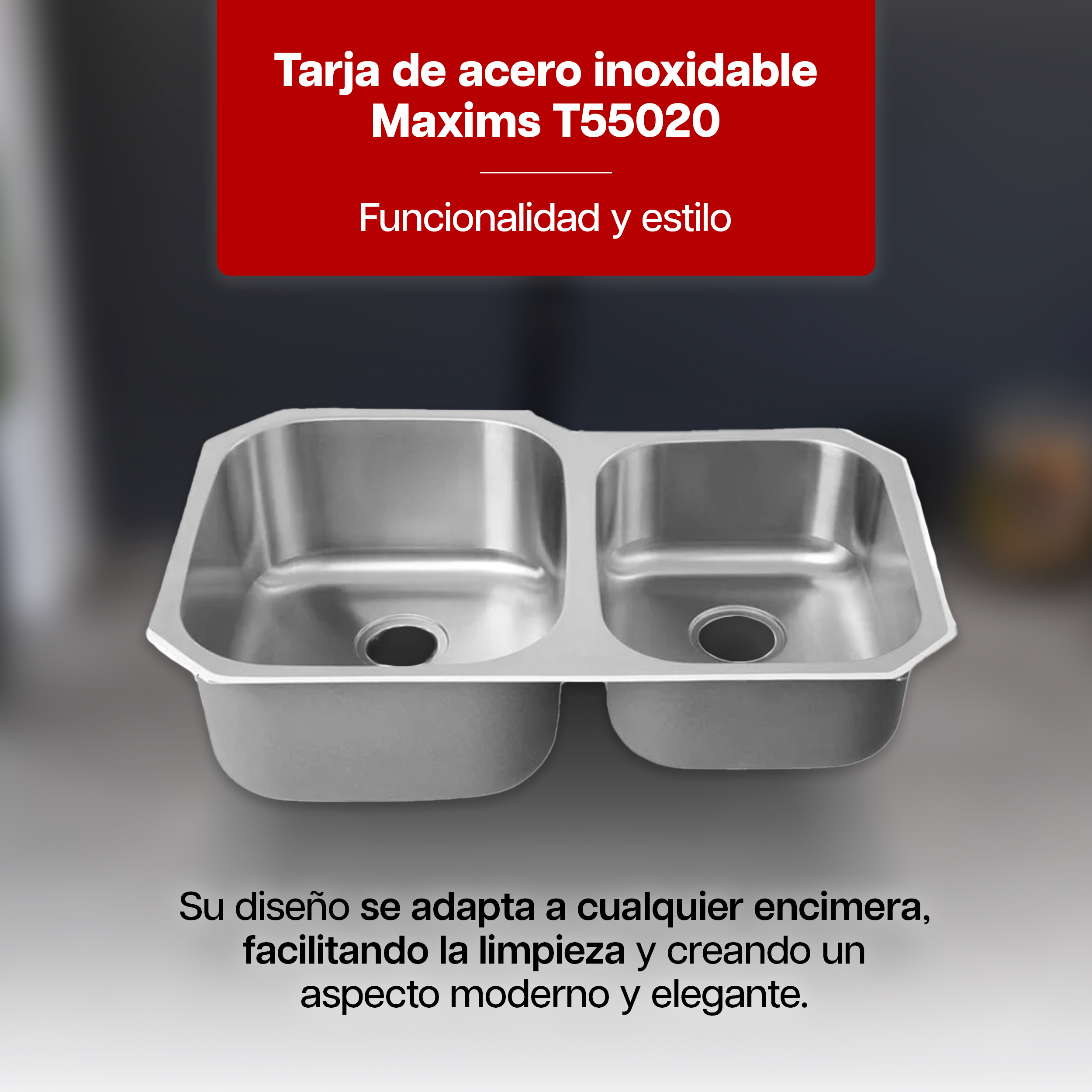 Foto 3 pulgar | Tarja Doble De Cocina Maxims 80x48 Cm Acero Inoxidable Satinado