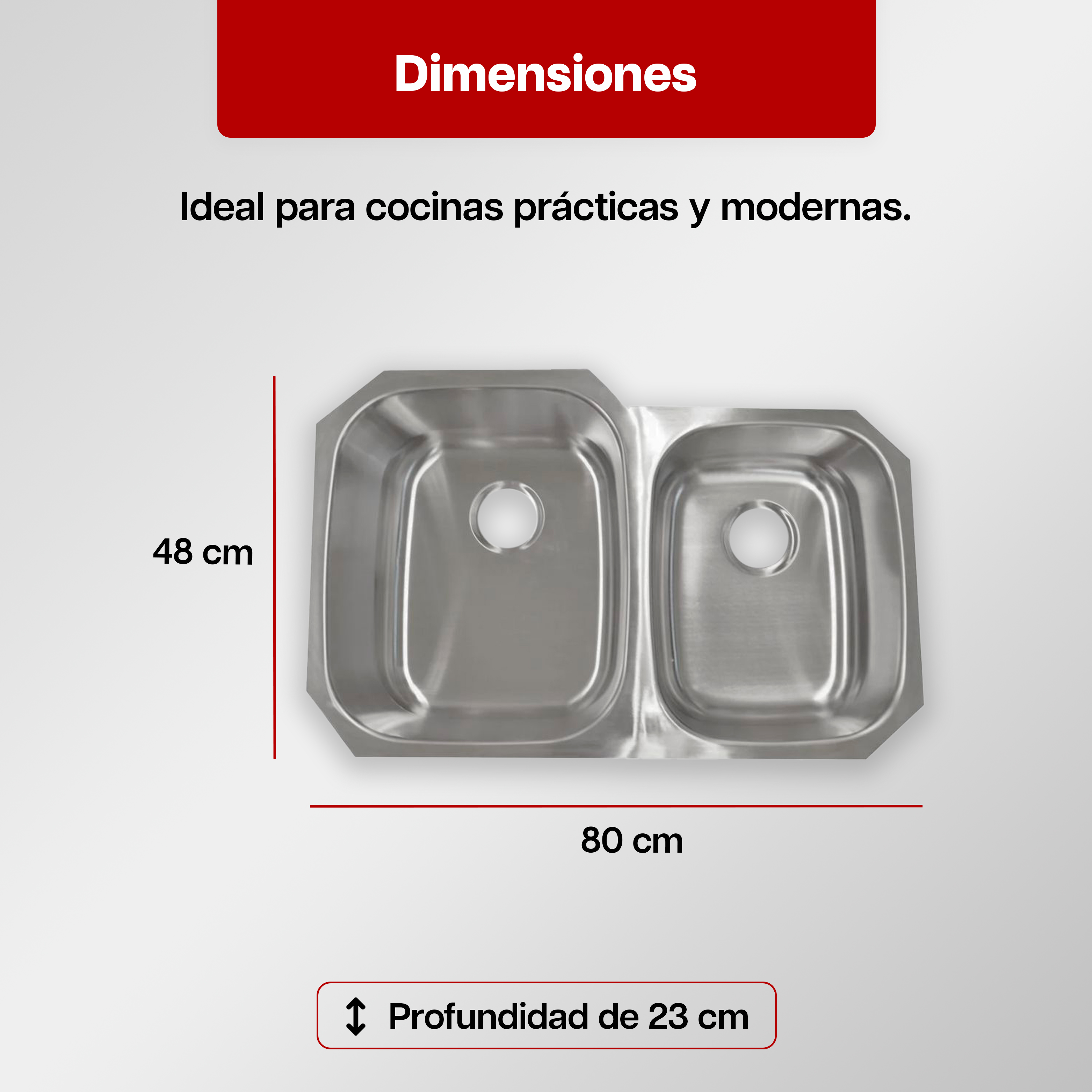 Foto 3 | Tarja Doble De Cocina Maxims 80x48 Cm Acero Inoxidable Satinado
