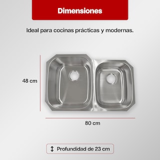 Foto 3 | Tarja Doble De Cocina Maxims 80x48 Cm Acero Inoxidable Satinado