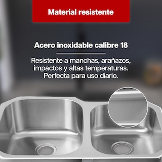 Foto 4 | Tarja Doble De Cocina Maxims 80x48 Cm Acero Inoxidable Satinado