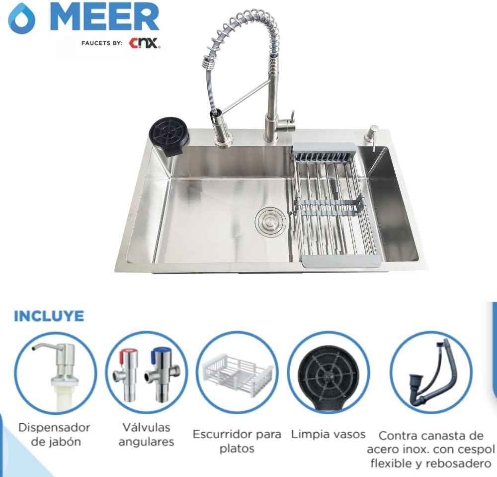 Foto 3 | Cnx Set De Tarja Empotrable Con Mezcladora, Acero Inox Con Accesorios