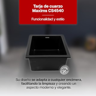 Foto 2 | Tarja De Cuarzo Maxims 46x41 Cm Negro Mate Submontar O Empotrar