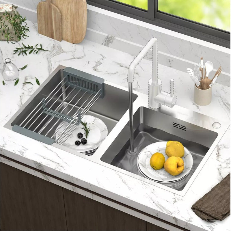 Foto 4 pulgar | Tarja Fregadero Acero Inox Doble Tina Con Escurridor Movil