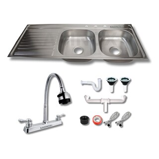 Foto 1 | Fregadero Tarja Tina Doble Con Escurridor Acero Inox C/kit F