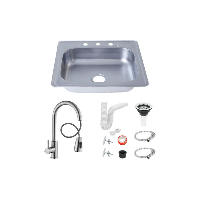 Tarja Fregadero Tipo Bar Acero Inox 64x59 Cm Con Kit Premium