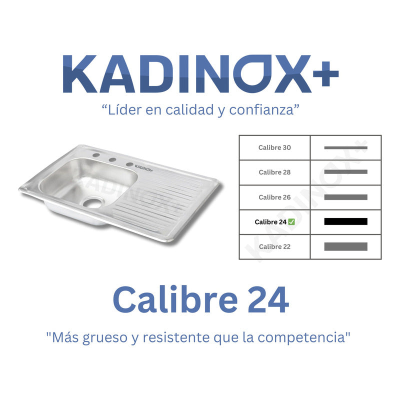 Foto 3 pulgar | Fregadero Tarja Con Escurridor Empotrar Acero Inox 80x50