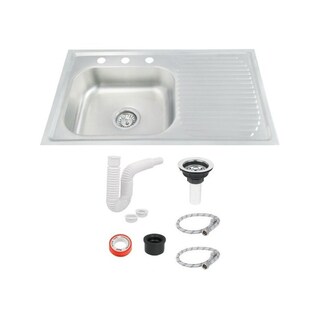Foto 7 | Fregadero Tarja Tina Doble Acero Inox Con Kit Flexible Negra