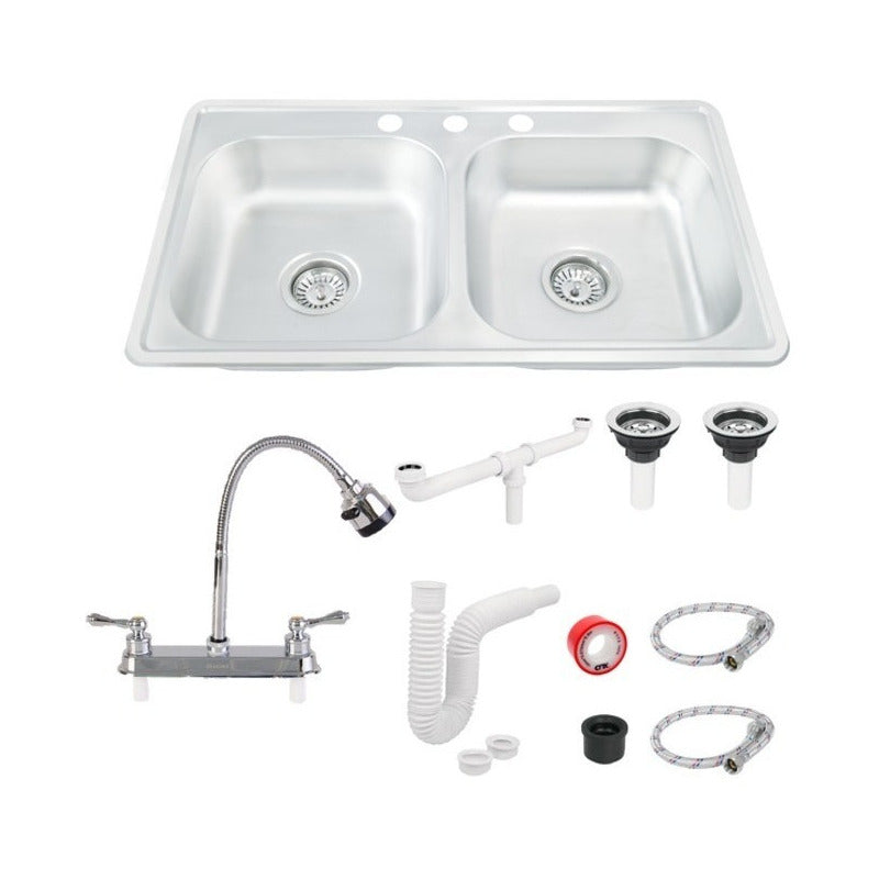Fregadero Tarja Submontar Tina Sencilla Acero Inox Con Kit