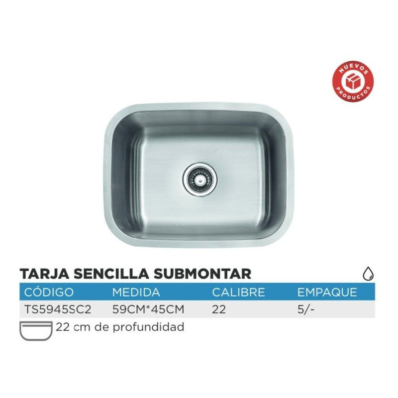 Foto 3 pulgar | Fregadero Tarja De Empotrar Acero Inox 80x50 C/kit S/llaves