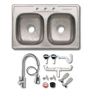 Foto 1 | Fregadero Tarja Tina Doble Acero Inox 84x56 Con Kit Mez Prem