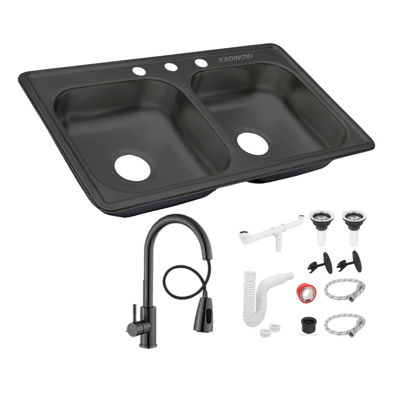 Tarja Fregadero Tipo Bar Acero Inoxidable 48x48 Cm Con Kit