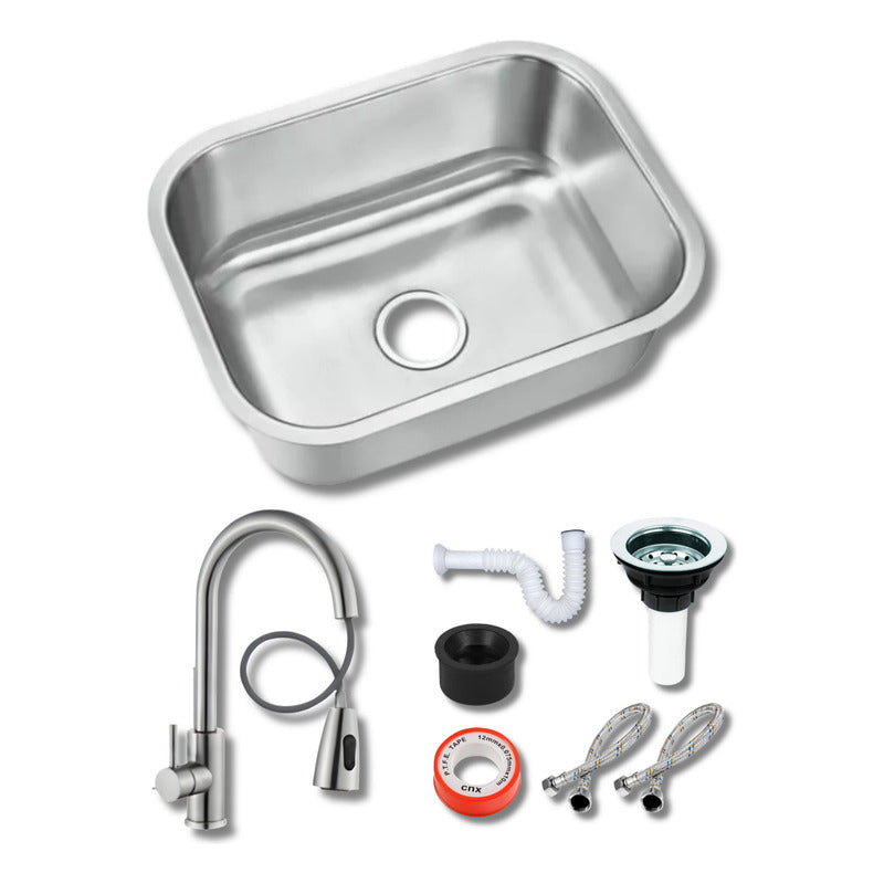 Foto 2 pulgar | Fregadero Tarja Submontar 1 Tina Acero Inox C/kit Mezc Prem