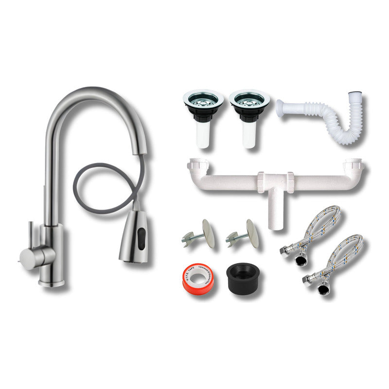 Foto 4 pulgar | Fregadero Tarja Tina Doble Acero Inox 84x48 Con Kit Premium