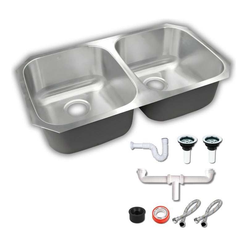 Fregadero Tarja Submontar Doble Tina Acero Inox Con Kit $2,983