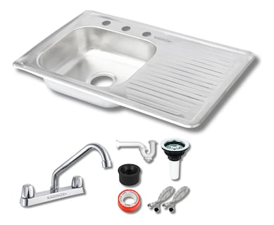 Foto 1 | Fregadero Tarja De Empotrar Acero Inox 80x50 Cm (con Kit) - Escurridor Derecho
