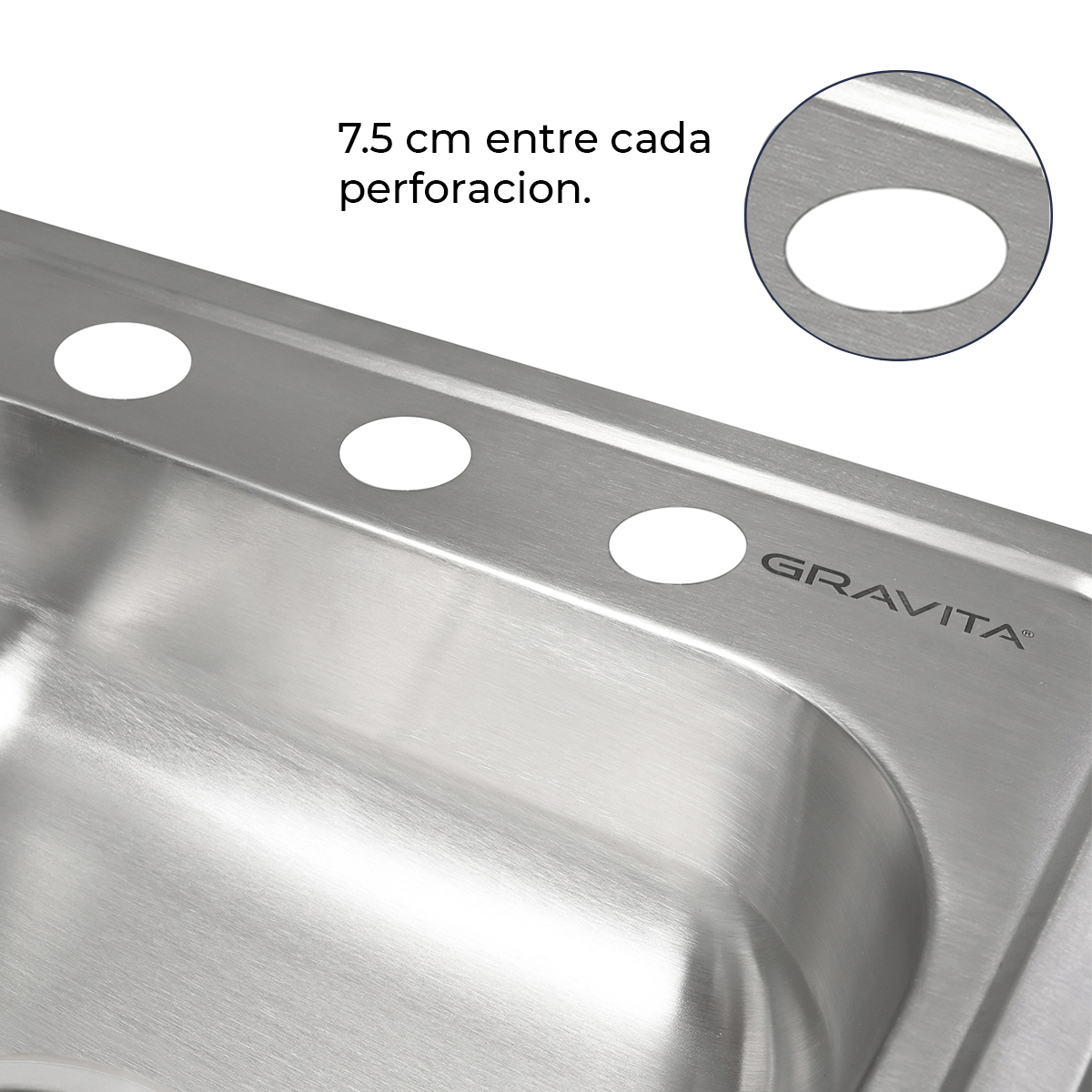 Foto 7 pulgar | Tarja Fregadero De Sobreponer Con Escurridor Izquierdo Y Contracanasta Marca Gravita