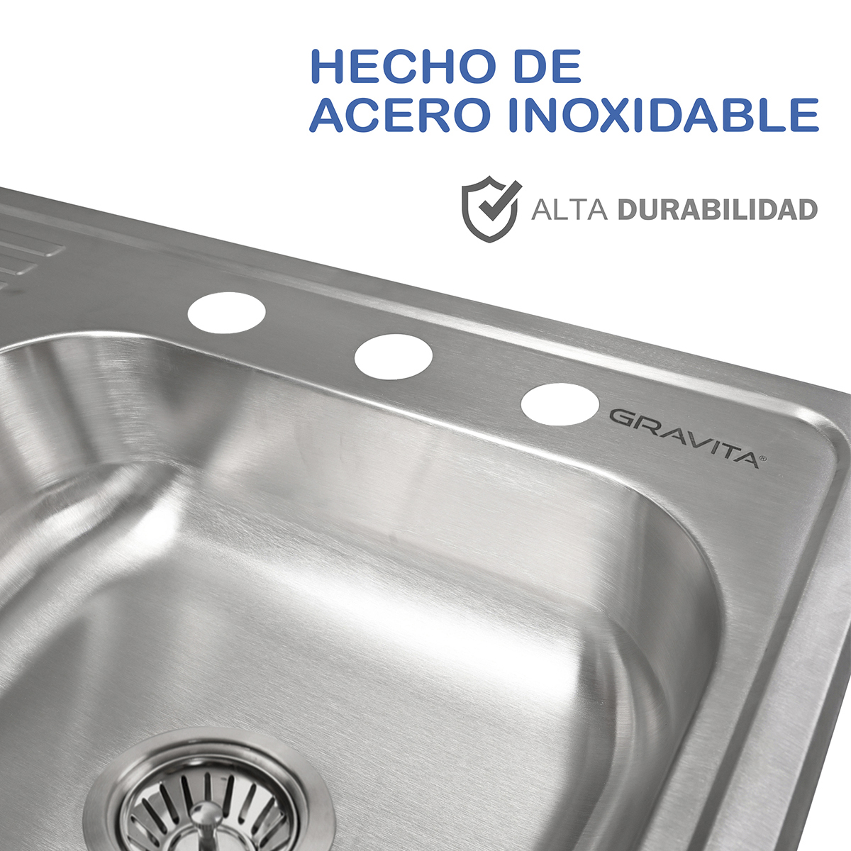 Foto 7 | Tarja Fregadero De Sobreponer Con Escurridor Izquierdo Y Contracanasta Marca Gravita