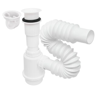 Foto 1 | Céspol Para Fregadero, Rejilla Blanca, Bote Grande, Extensión Flexible De 55 Cm. Con Check Anti-olores