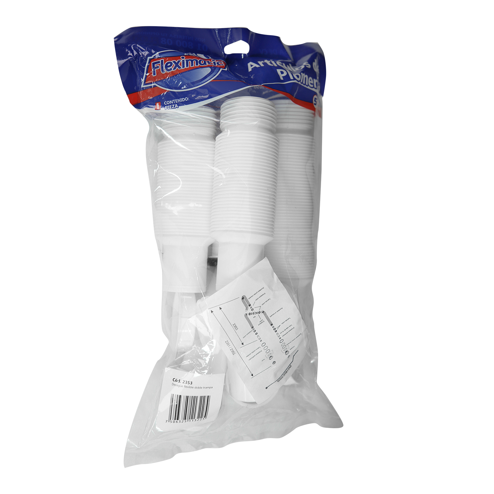 Foto 5 pulgar | Desagüe Doble Flexible, Extensión De 80 Cm, 2 Contracanastas Combinadas
