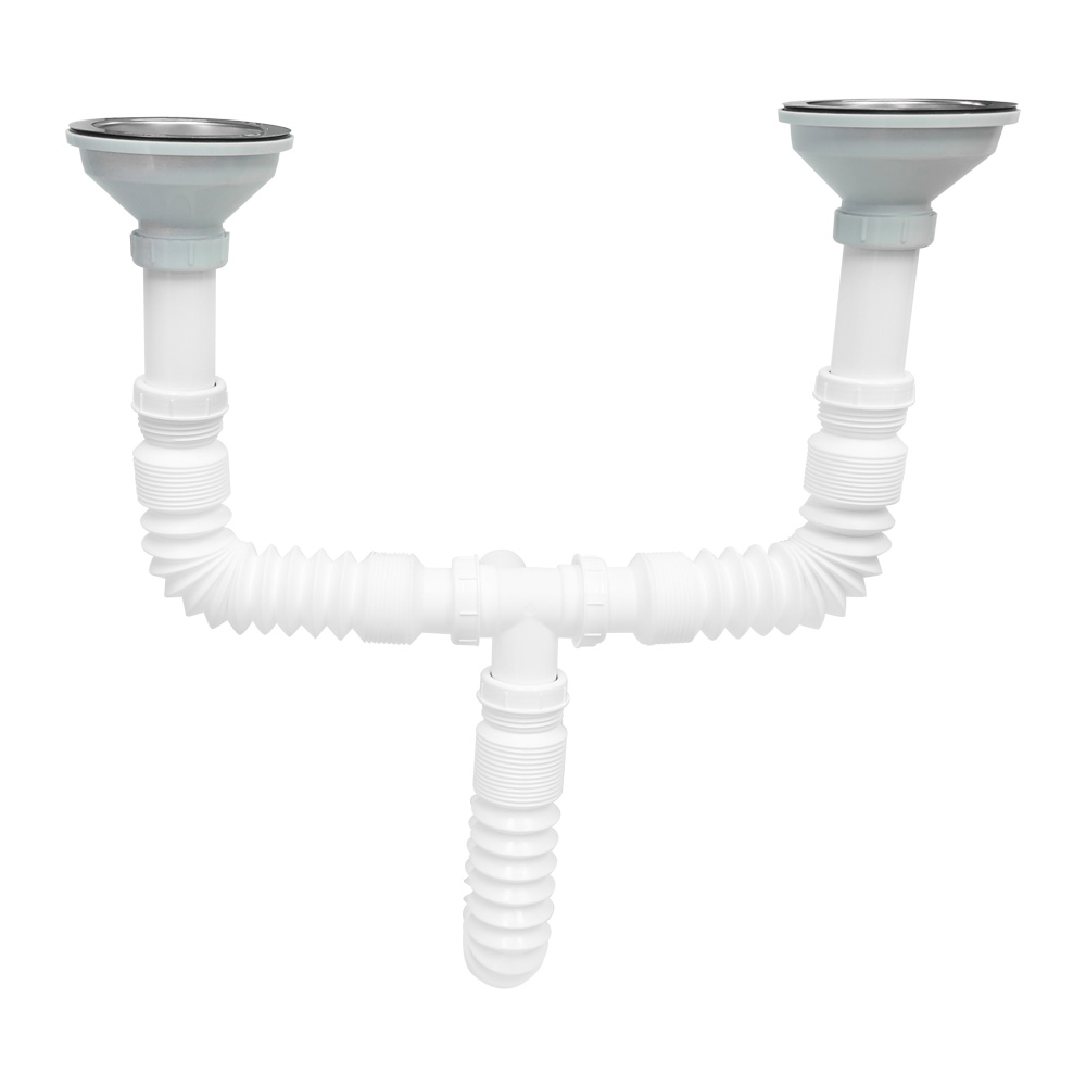 Foto 2 pulgar | Desagüe Doble Flexible, Extensión De 80 Cm, 2 Contracanastas Combinadas