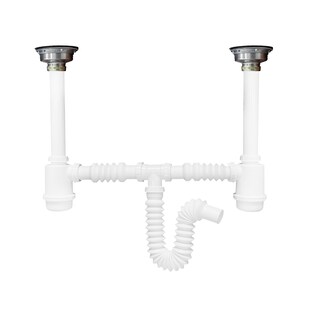 Foto 2 | Desagüe Doble Bote Grande, Contracanastas De Acero Inoxidable, Flexible, 2 Tubos Ceja De 25 Cm, Extensión De 5