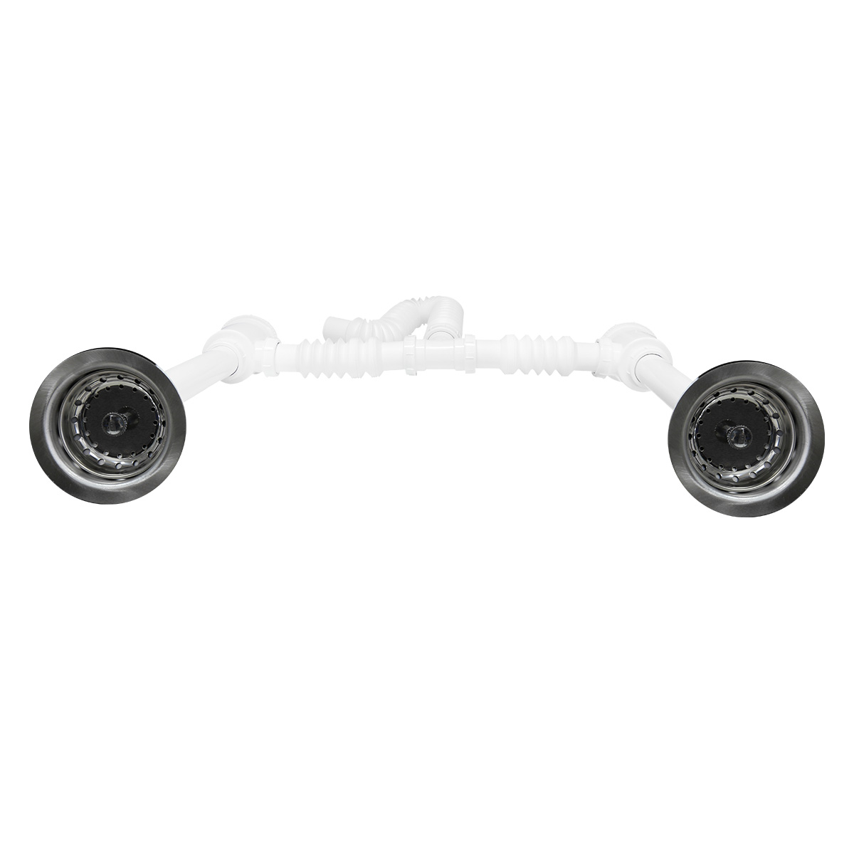 Foto 4 pulgar | Desagüe Doble Bote Grande, Contracanastas De Acero Inoxidable, Flexible, 2 Tubos Ceja De 25 Cm, Extensión De 5