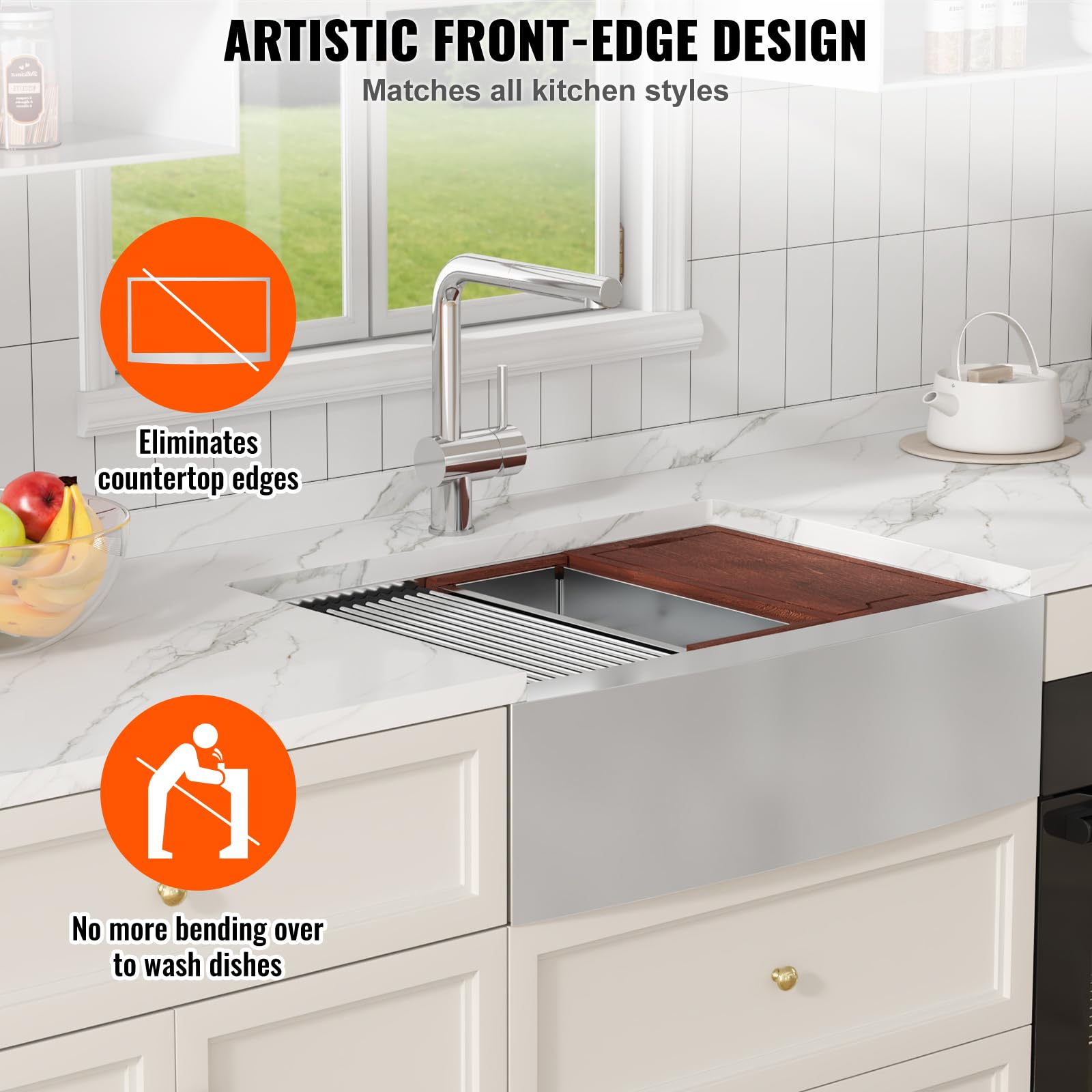 Foto 7 pulgar | Fregadero De Cocina Farmhouse Vevor, 84 Cm, Acero Inoxidable 304, Con Acc - Venta Internacional.