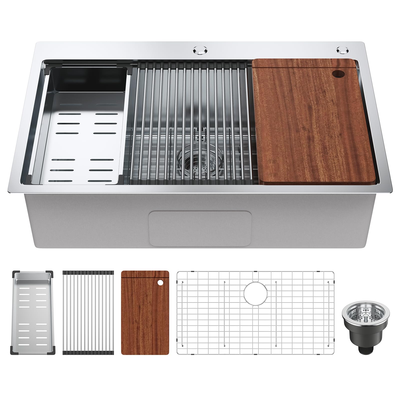 Foto 2 pulgar | Fregadero De Cocina Vevor 304 De Acero Inoxidable Con Soporte Superior De 33 Pulgadas - Venta Internacional.
