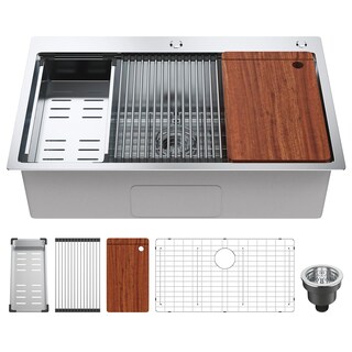 Foto 1 | Fregadero De Cocina Vevor 304 De Acero Inoxidable Con Soporte Superior De 33 Pulgadas - Venta Internacional.