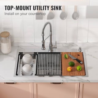 Foto 4 | Fregadero De Cocina Vevor 304 De Acero Inoxidable Con Soporte Superior De 33 Pulgadas - Venta Internacional.