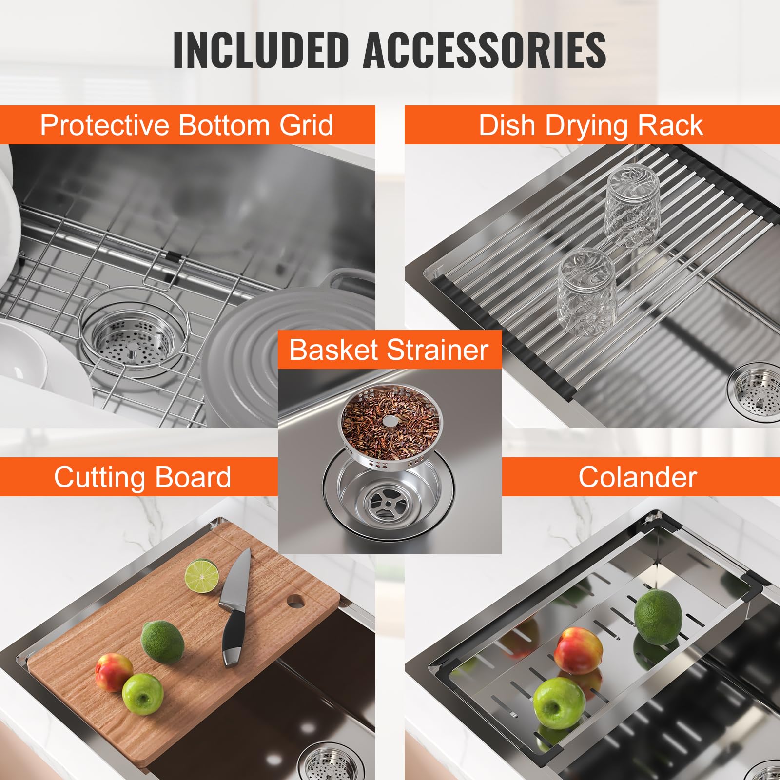 Foto 6 | Fregadero De Cocina Vevor 304 De Acero Inoxidable Con Soporte Superior De 33 Pulgadas - Venta Internacional.