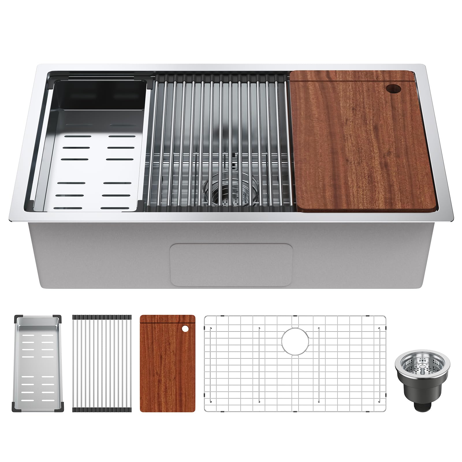Fregadero De Cocina Vevor 304 De Acero Inoxidable De Un Solo Tazón De 32 Pulgadas - Venta Internacional. $8,492