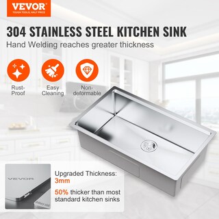 Foto 2 | Fregadero De Cocina Vevor 304 De Acero Inoxidable De Un Solo Tazón De 32 Pulgadas - Venta Internacional.
