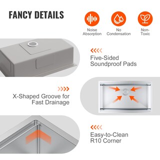 Foto 5 | Fregadero De Cocina Vevor 304 De Acero Inoxidable De Un Solo Tazón De 32 Pulgadas - Venta Internacional.